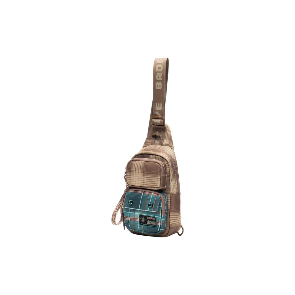 New LiNing Polyester Waist Bag Chest Bag Unisex Brown Plaid ABDS363-3