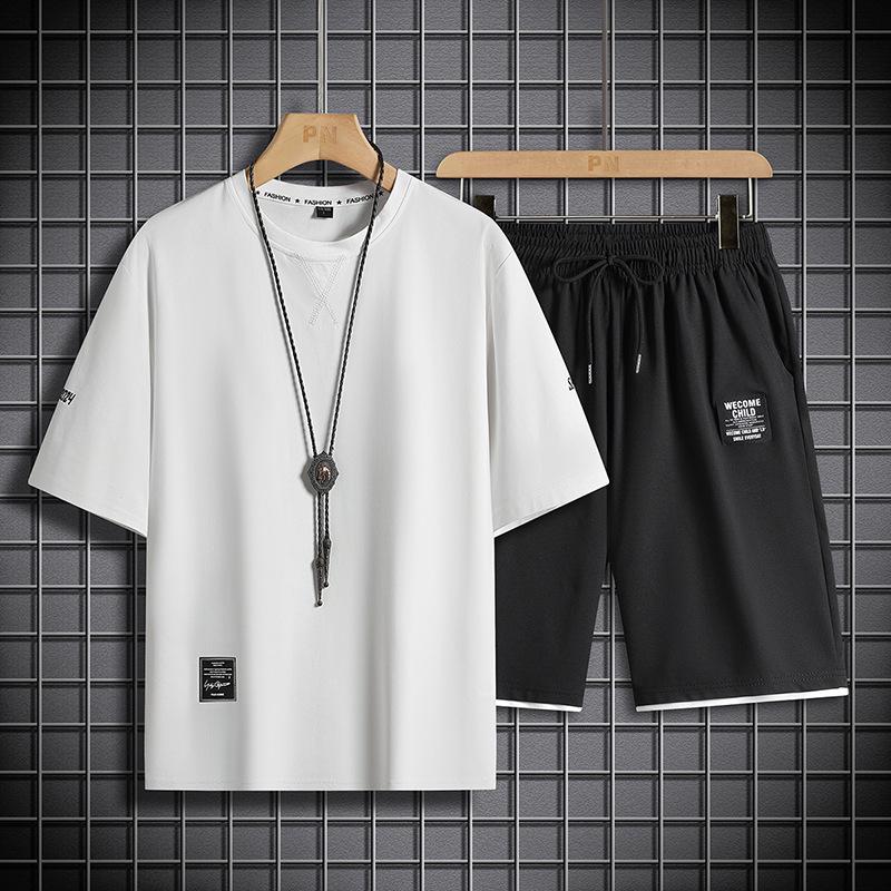 Men's Plus Size Casual Summer Set: Cotton Thin Short-Sleeve T-shirt & Shorts Sportswear