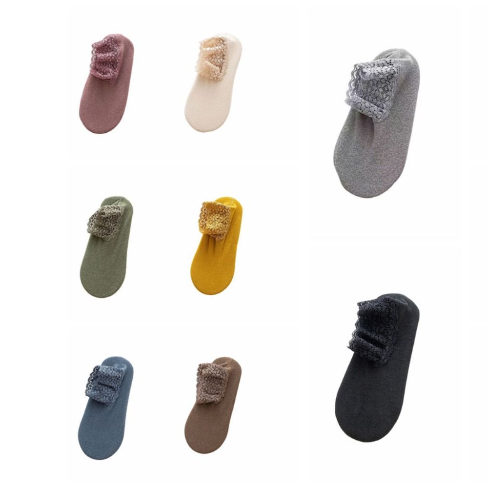 10Pairs Thicken Lace Socks Solid Color Home Slippers Fashion Winter Floor Shoes  Student