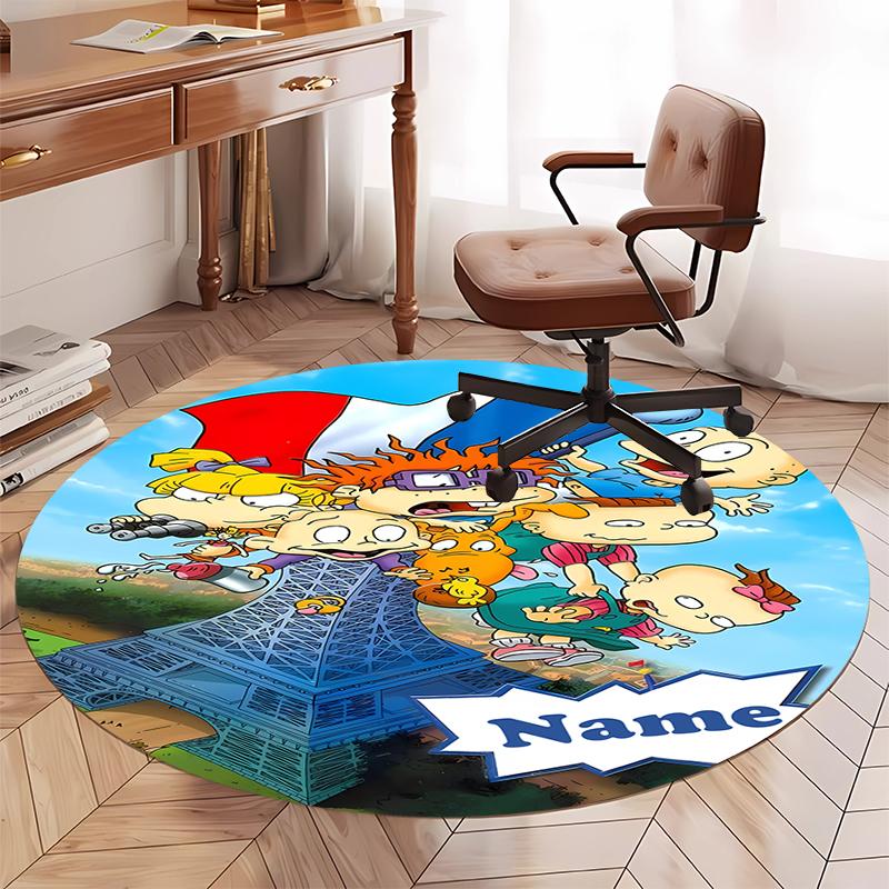 Custom Name Rugrats Printed Round Rug Carpet Chair Rug Area Rug Entryway Doormats,for Office Chair Living Room Bedroom Kitchen Room.