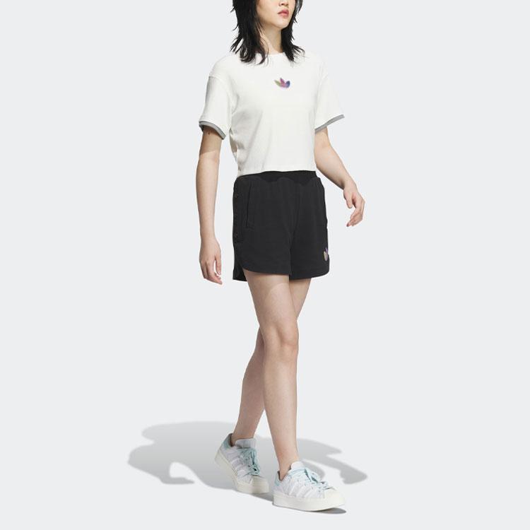 Adidas Originals Trefoil Short Sleeve Tee With Logo Embroidery Women Tops Han-Jade-White IK8671
