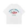 Fashion Creative Design Sense Cherry Printed Kids Tshirt Street Versatile Loose Retro Short-sleeved Men's and Women's Trend Tops