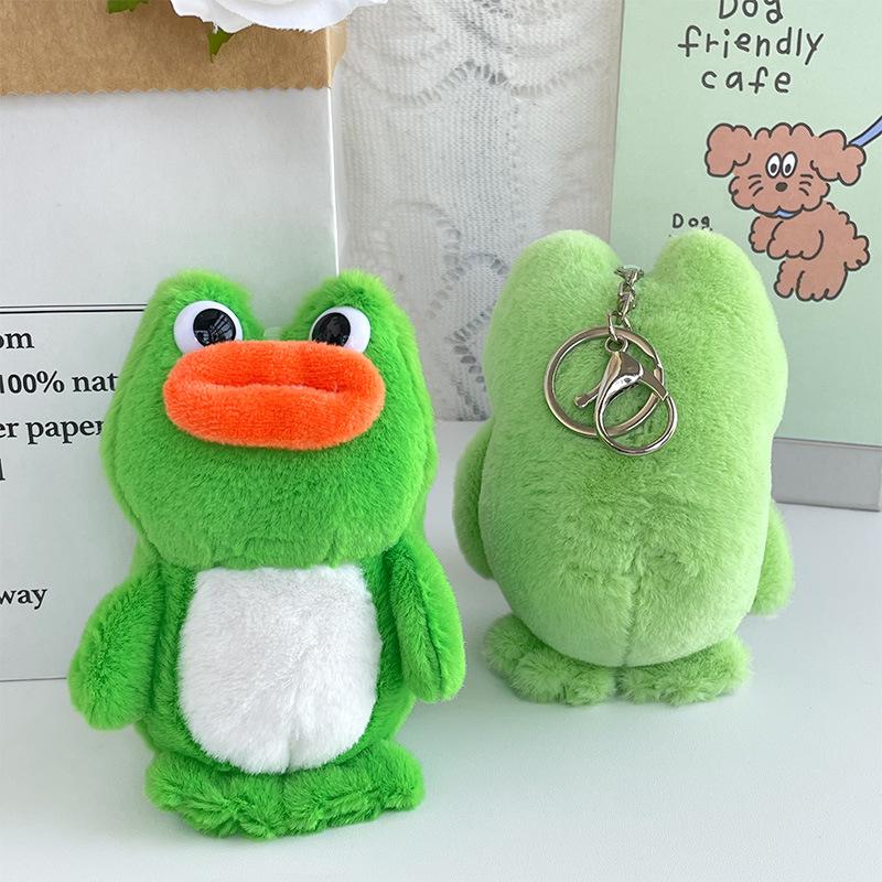 Ins Cute Cute Frog Cartoon Doll Wedding Throw Student Couple Schoolbag Keychain Plush Doll Pendant