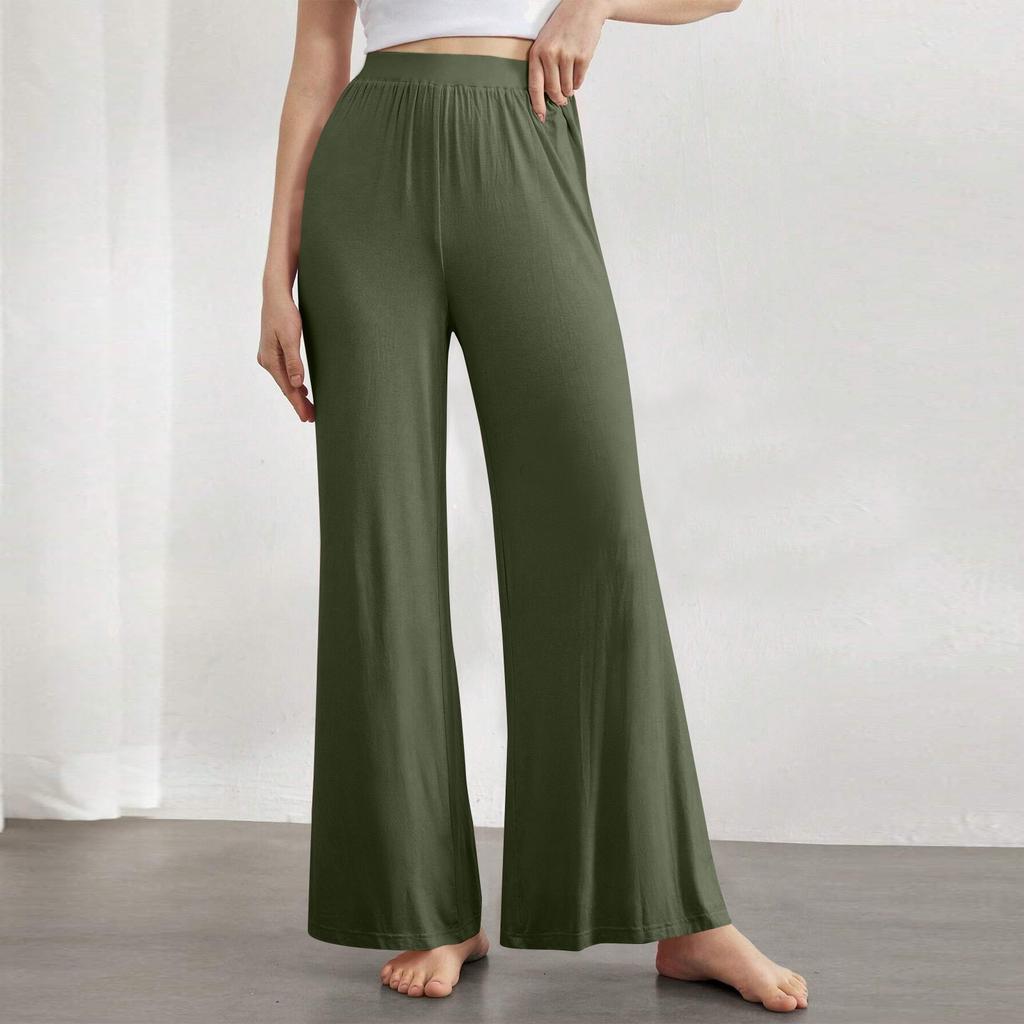 Women's Casual Drawstring Elastic Waist Pants Comfortable Straight Yoga Loose Solid Color Pants