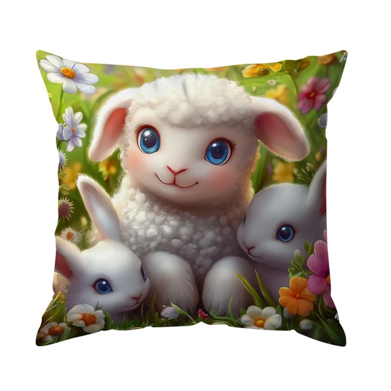 1 Pc Cute Sheep Pillow Cover For Home Living Room Bedroom Sofa Office Decorative Pillowcase Soft Throw Pillows 45*45 Cm