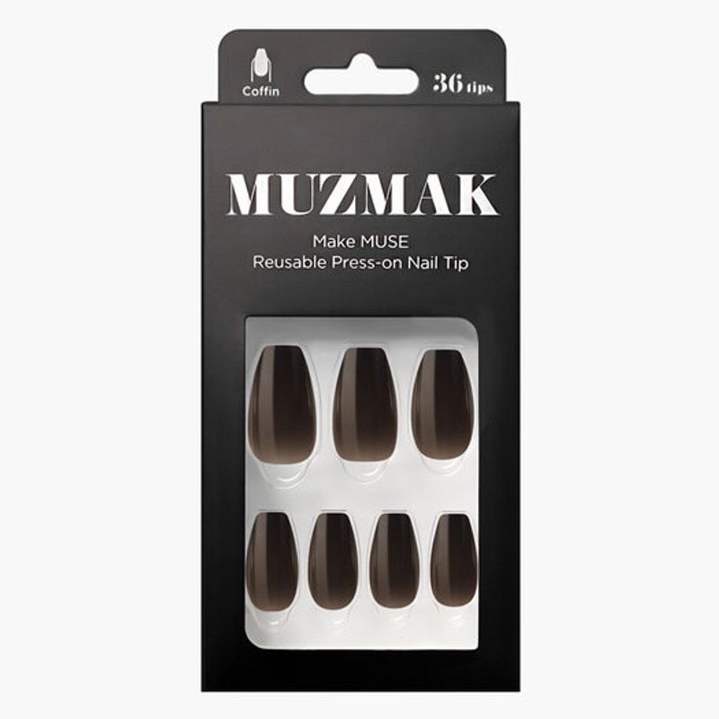 Reusable Nail Tips Earl Grey (Coffin)