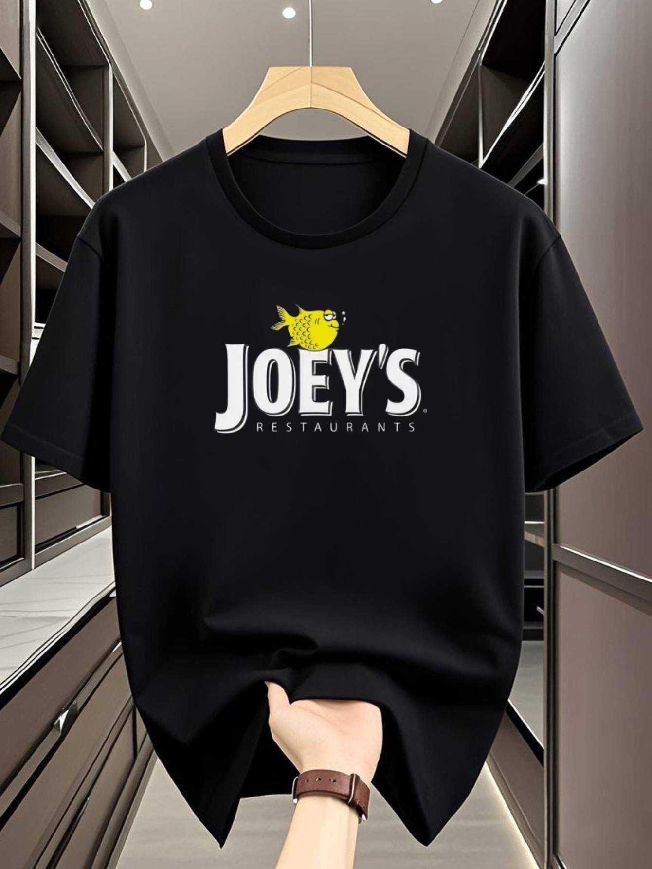 Navy Blue T-shirt - Casual Crew Neck Graphic Tee L