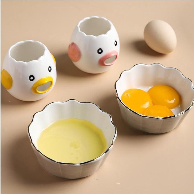 Cute Ceramic Egg White Yolk Separator Kitchen Tool for Baking Cooking Home Use Easy Clean Egg Filter Gift