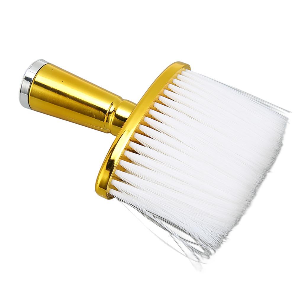 Neck Face Duster Brush Remove Loose Hair Soft Neck Duster with Electroplated Handle for Salon and