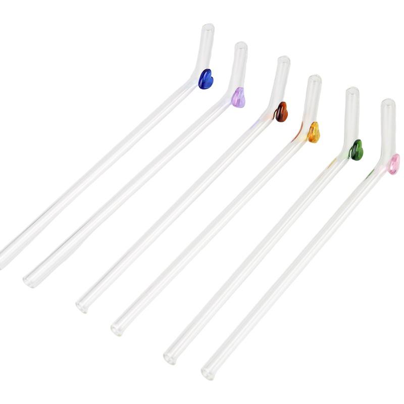 Butterfly glass straw, color transparent elbow, high temperature resistant and environmentally friendly coffee juice drinking straw