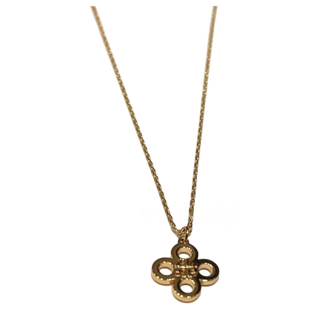 Tory Burch Clover Pendant Brass Necklace Women necklace Gold 156255-720