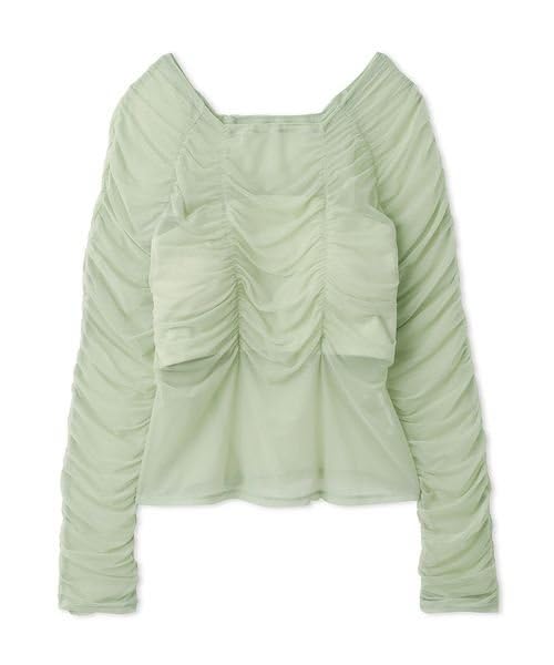 Lily Brown Sheer Gathered Tulle Top LWCT241092 MNT Women's