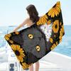 Cat Print Pattern Digital-printed Polyester Superfine Fiber Double-sided Fleece Beach Vacation Bath Towel, Beach Towel