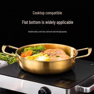 Ramen & Schneckennudeltopf im koreanischen Stil: Edelstahl Kochtopf mit Doppelohren für Induktion & Hot Pot