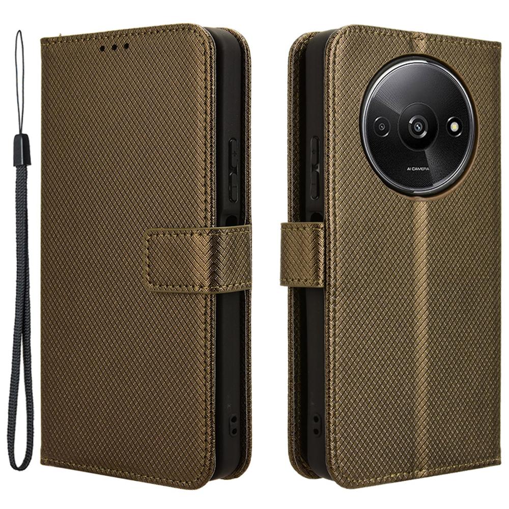 Dla Xiaomi Redmi A3 4G/Poco C61 4G Etui Tekstura Diamentowa Klapka Skórzany Pokrowiec na Telefon Komórkowy