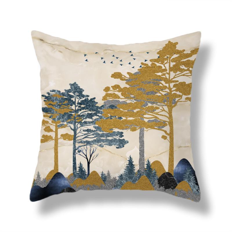 45X45CM Creative Hand-painted Natural Scenery Cushion Cover Sofa Office Seat Cushion Cover Creative Ornaments Home Decoration