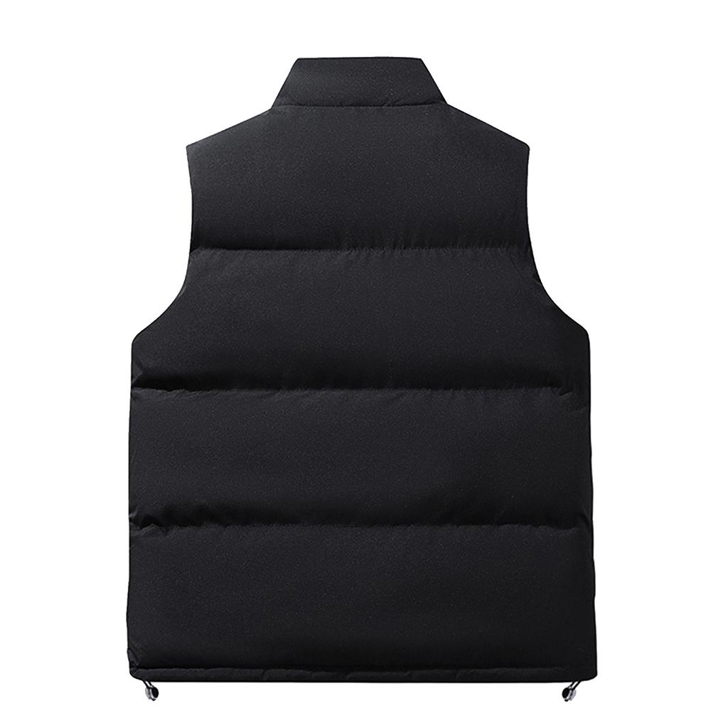 Men's Solid-color Casual Outdoor Warm Thickened Vest, Men's And Women's Stand-up Collar Sleeveless Zipper Vest Jacket