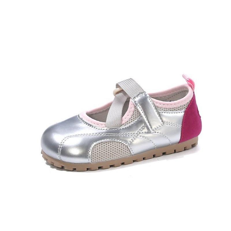 

Children s Sports Shoes for Girls Mary Jane Shoes Puff White Shoes Fashionable Ballet Style Shoes 36 серебряный