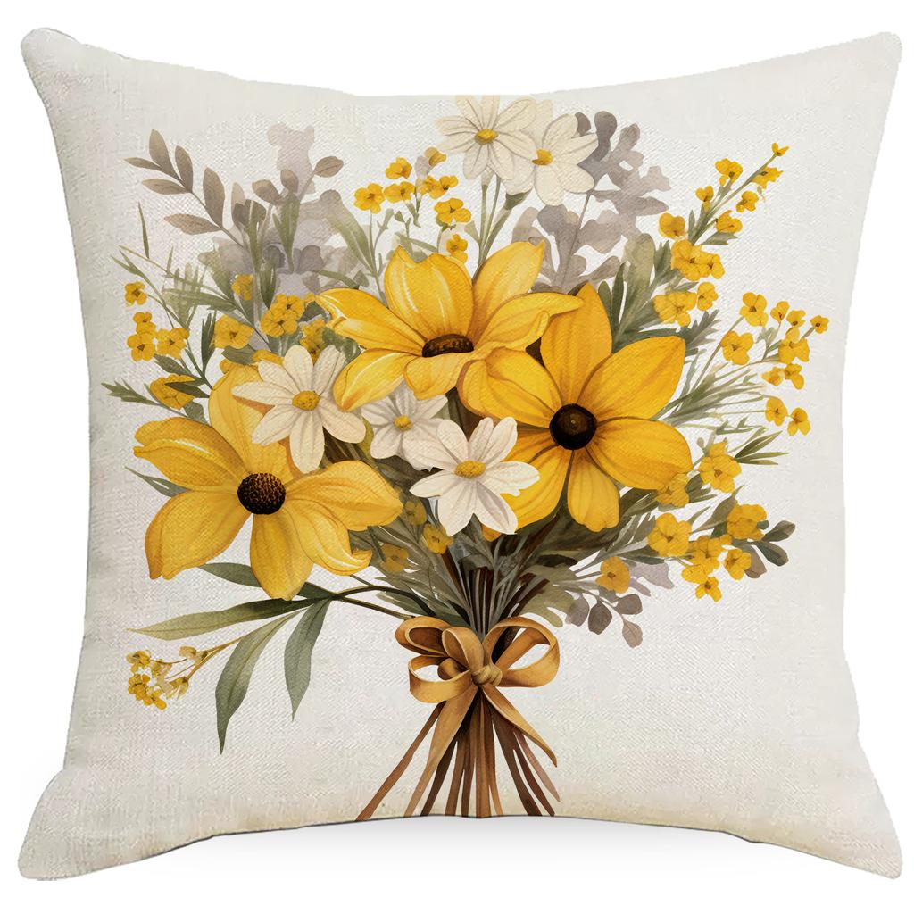 Neuer Frühlingsgelber Kleiner Wildblumen Kissenbezug Sofa Wohnzimmer Kissenbezug Kissenbezug Kissenbezug Dekoration