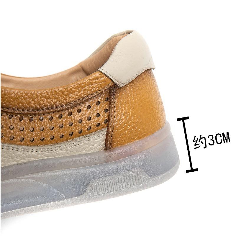 New spring and summer first-layer cowhide shallow-mouth single shoes women's retro casual thick-soled lightweight jelly-soled small white shoes