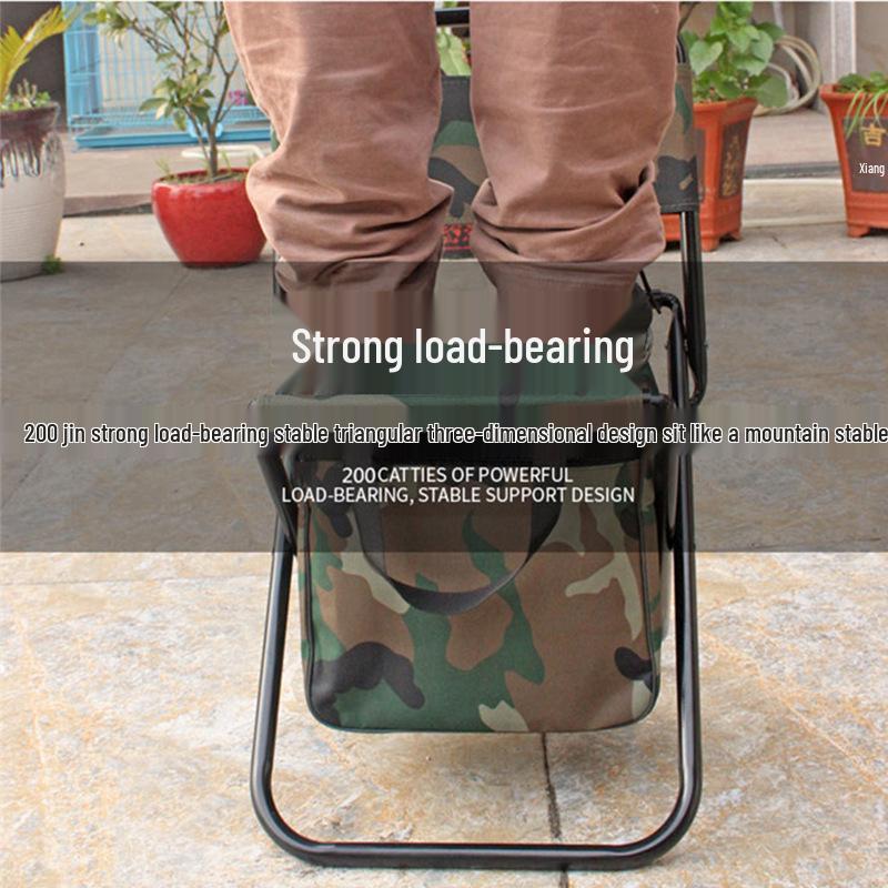 Portable Folding Stool with Storage Bag and Backrest - Outdoor Art Student Bench for Fishing