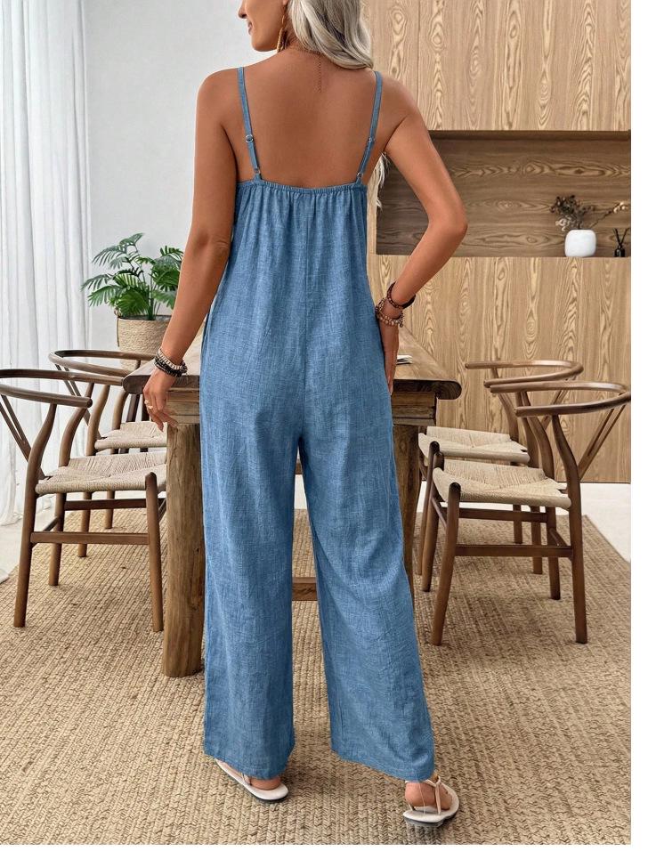 2026 Női Khaki Széles Szárú Jumpsuit - Nyári Alkalmi Stílus