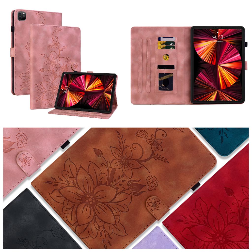 For Apple iPad Pro 11 (2021) (Also Known As iPad Pro (11-inch, 3rd generation)).PU Leather Exquisite Floral Embossed Design Tablet Case