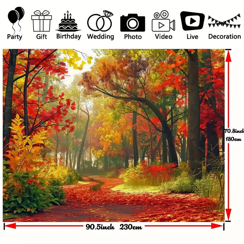 Red Maple Tree Autumn Tapestry Nature Landscape Wall Blanket for Bedroom Photography Background