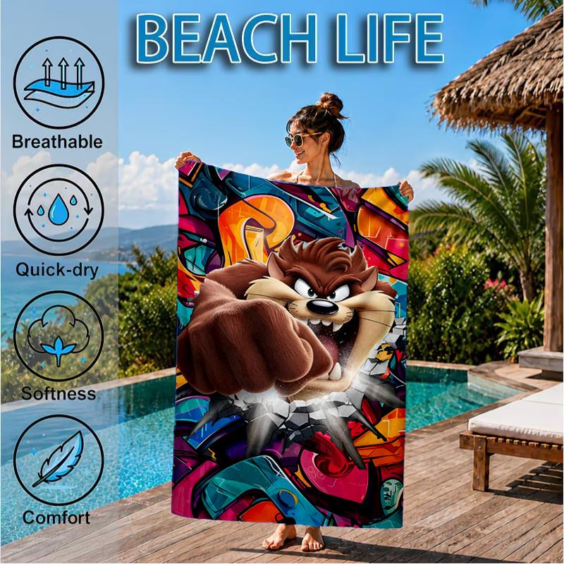 Tazmanian Devil's Fury Beach Towel, Super Soft Microfiber, Perfect Gift for Her/Him, Birthday, for Pool, Beach, Travel, Decor Beach Party