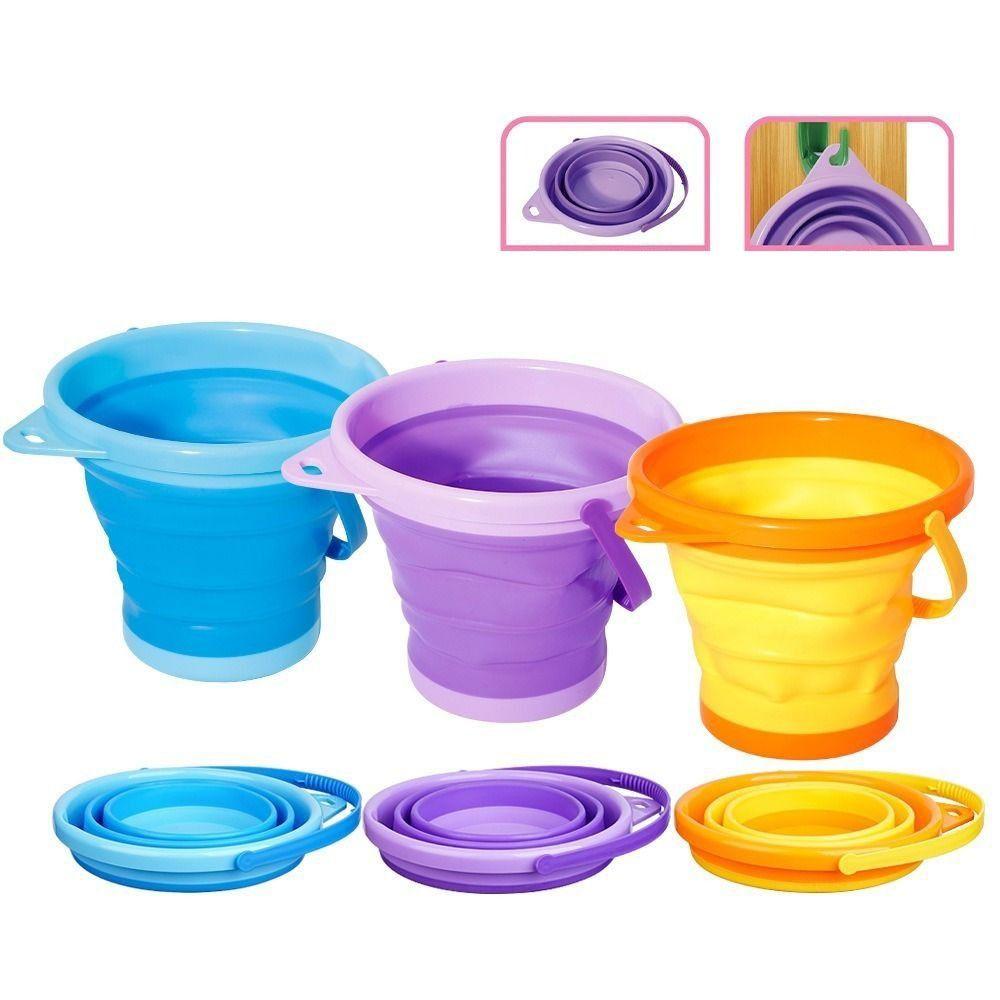 Portable Sandbox Toy Bucket Retractable Beach Collapsible Bucket Beach Folding Buckets  Kids Gifts