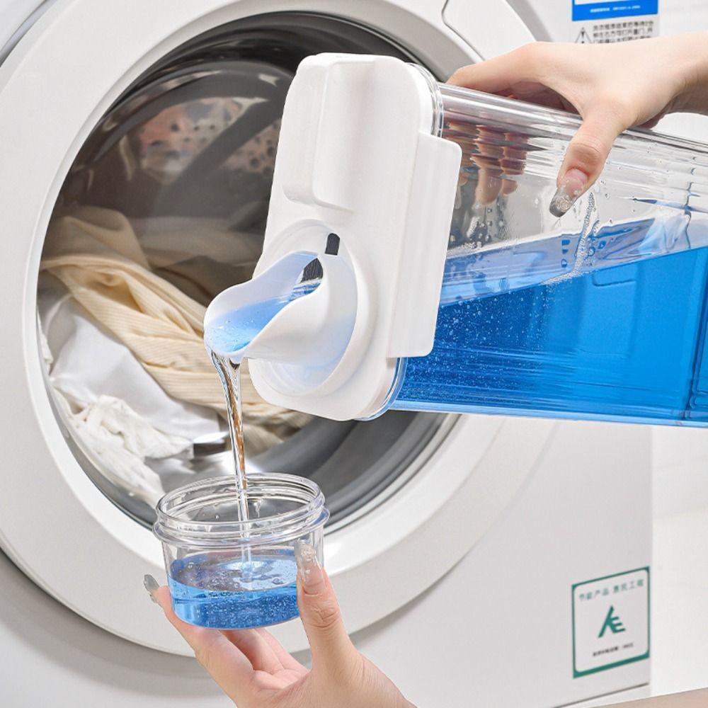 Transparent Laundry Powder Storage Box with Measuring Cup Laundry Room Organization