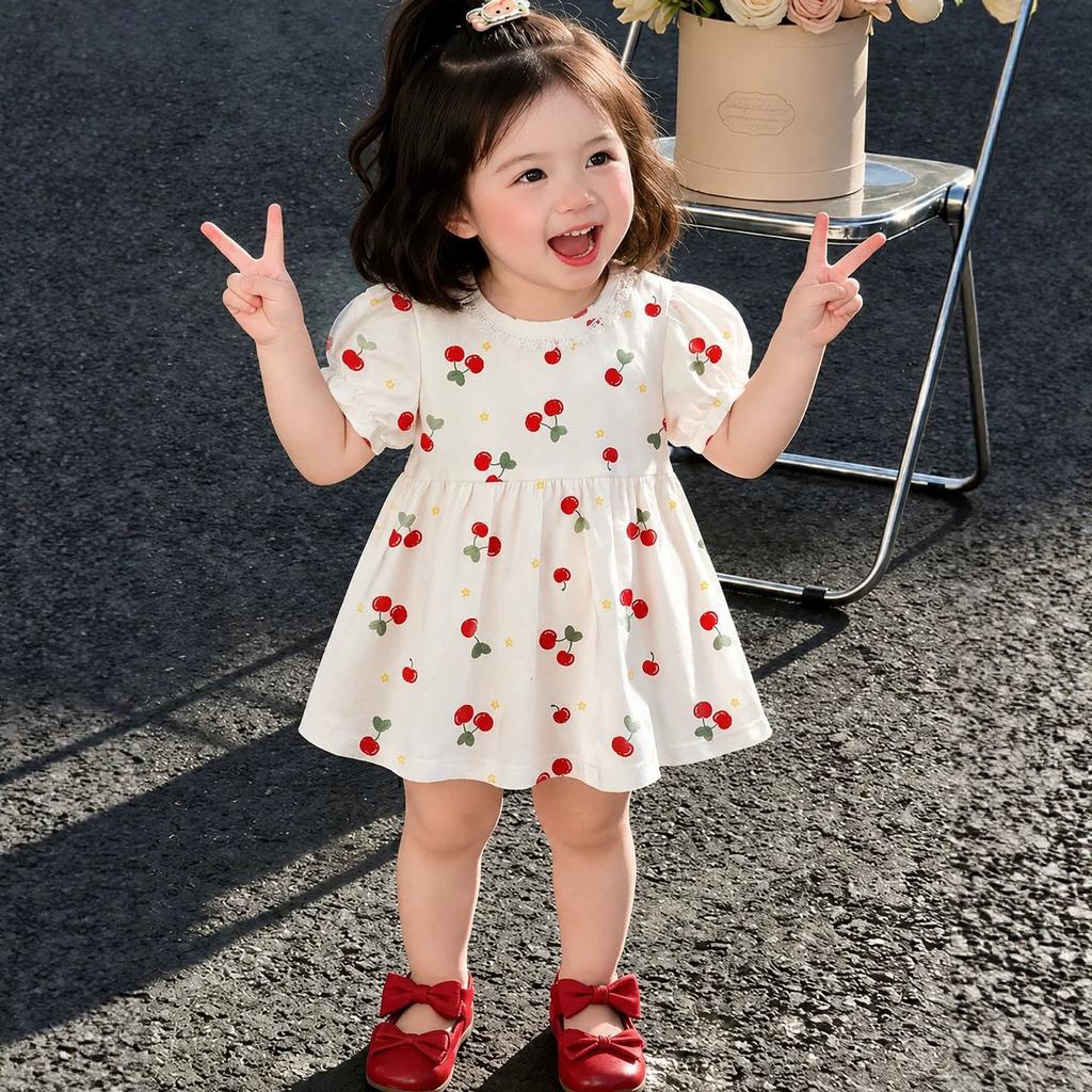 Girls' Summer Dress Children'S Dress Stylish Princess Dress For Girls Summer Thin Floral Dress For Babies Pure Cotton For Girls