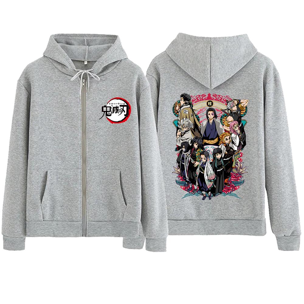 Demon Slayer Zipper Hoodie Women Men Anime Oversized Hoodies Coat Top Full Zip Sweatshirts Jackets