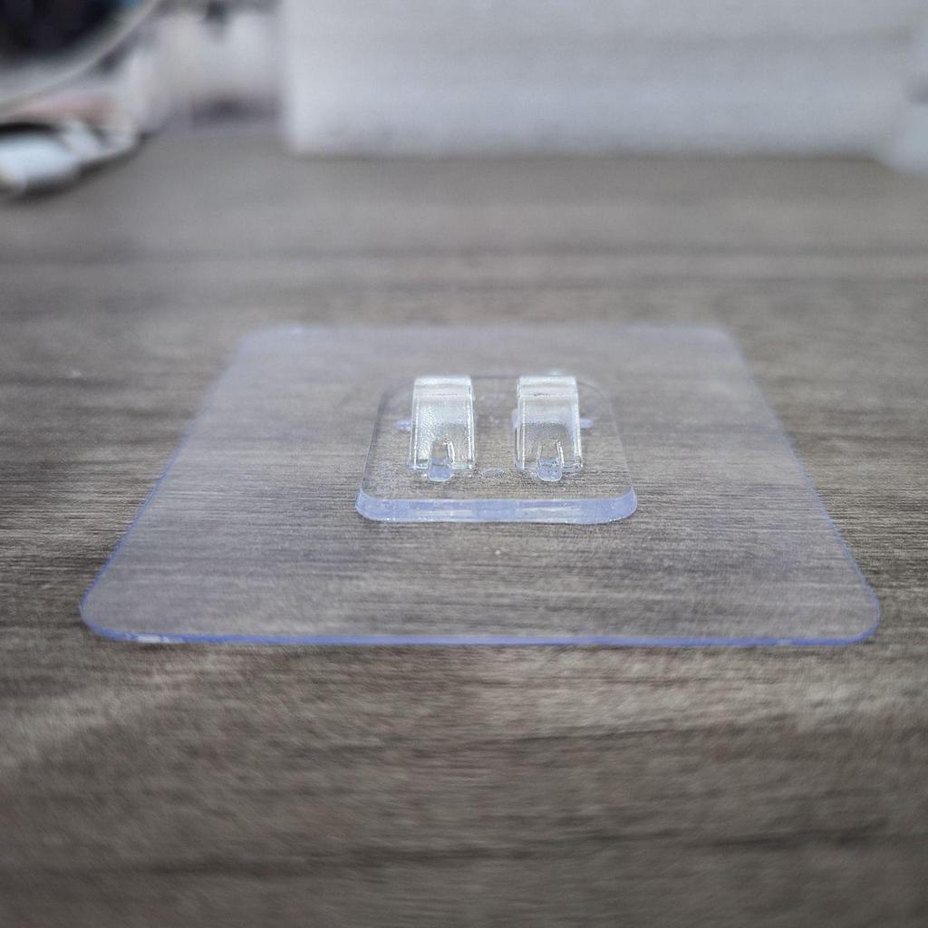 Multi-layer Adhesive Wall-Mount Storage Rack with Transparent Hooks for Bathroom