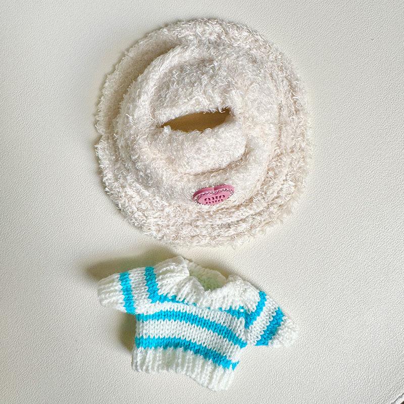 Doll Accessories For Labubu V1 V2 Idol Cute Doll Clothes Fashion Sweater Outfit Accessories Sitting Party Pink White Striped Sweater Cup Clothing