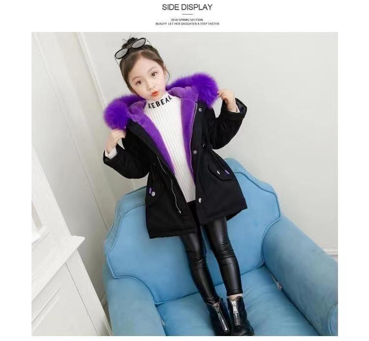 2023 Fashionable Korean Style Girls' Thickened Fleece-Lined Winter Parka Coat