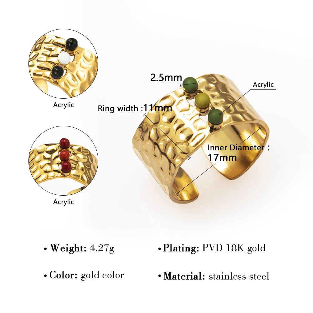 Vintage Open Gold Women'S Stainless Steel Ring Geometric Plated With Gemstones Titanium Steel Ring