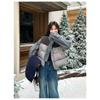 Fashion Woolen Spliced Down Padded Jacket Women's Winter Short Coat Loose Parkas Thicken Warm Stand-collar Outerwear