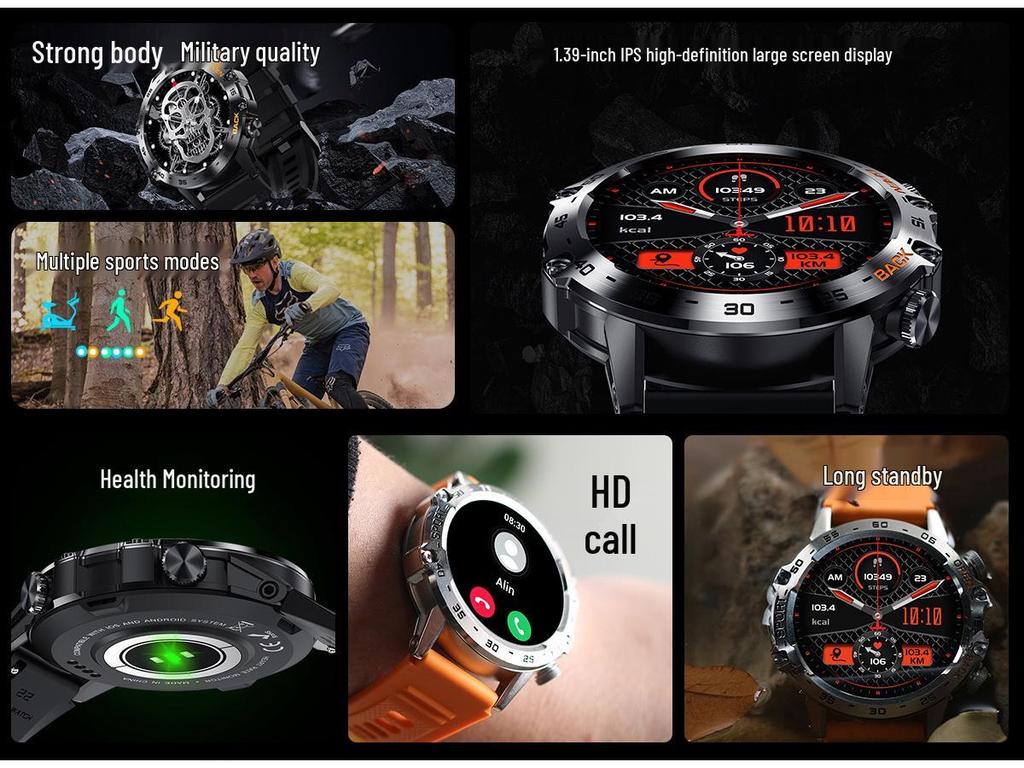K52 Waterproof Smartwatch for Men - Multifunctional with Blood Pressure, Blood Oxygen Monitoring, and Large Screen
