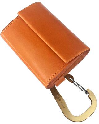 Wallet Compact Card Mini Wallet Made In Japan Genuine Leather Brass [Cliff] Men's (Carabiner-Camel)