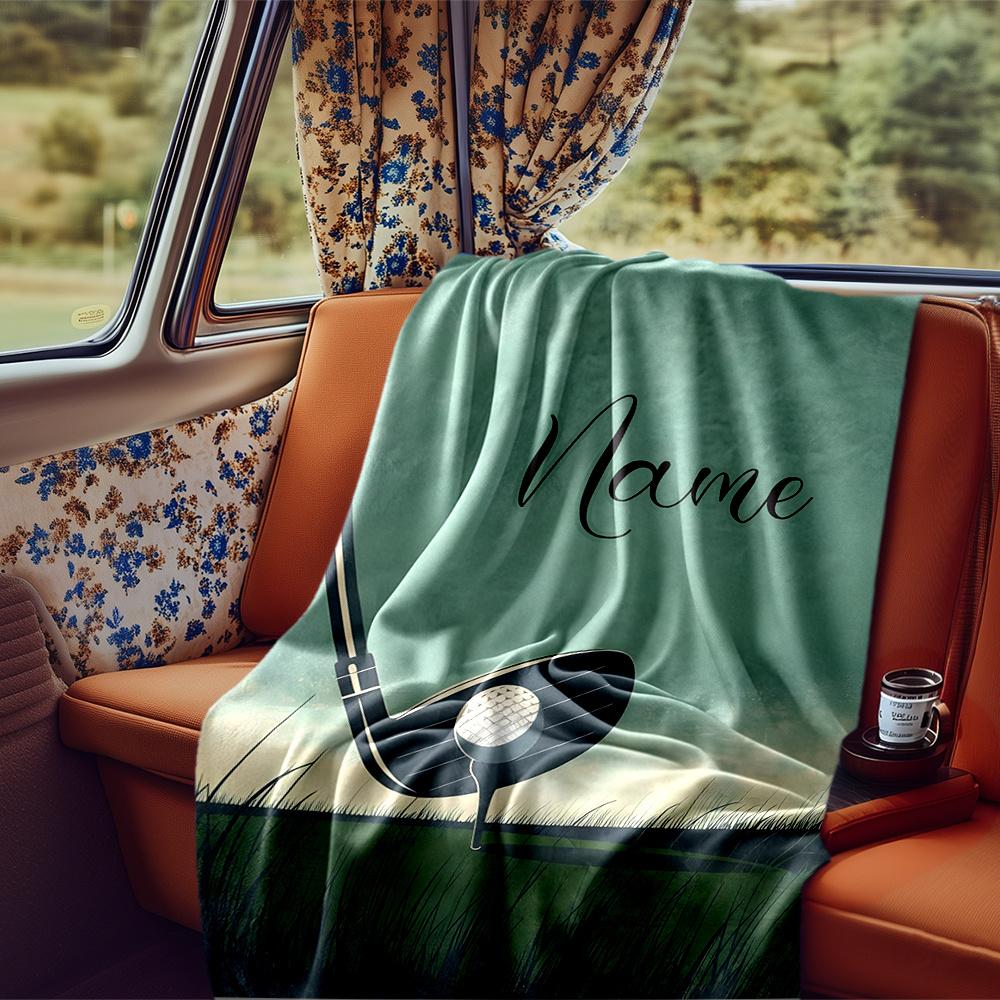 Golf Club On Green Field With Name Blanketcustomizable With Your Namecomfortable And Stylish Perfect For Travel Beds Chairs Offices Sofas