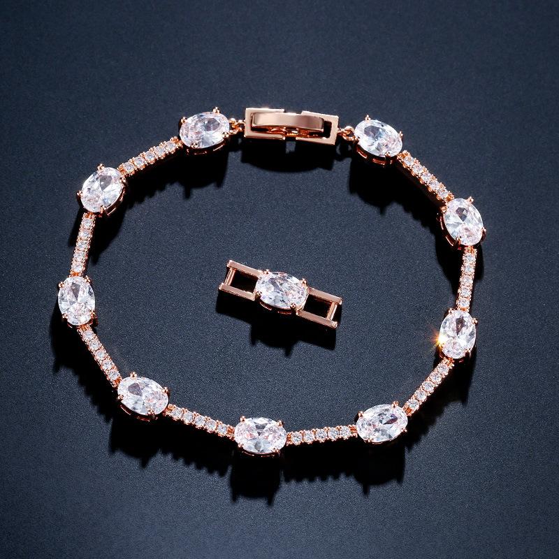 RAKOL Cross-border Supply, European and American Fashion Classic Micro-inlaid Oval Zircon Bracelet, Women's Exquisite and Versatile Bridal Jewelry