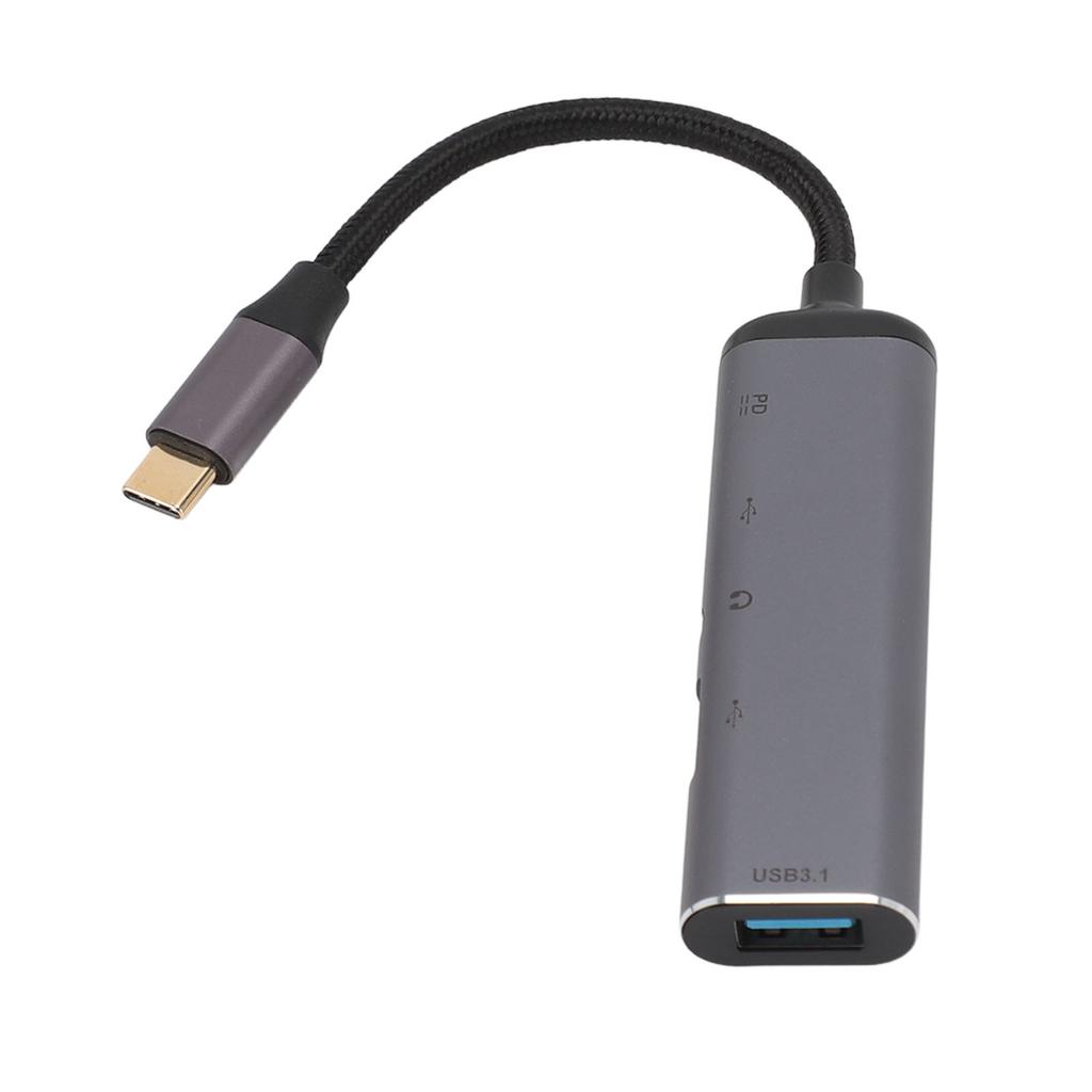 USB C Hub Multiport Adapter 5 In 1 with 3.5mm Headphone Jack USB3.1 USB2.0 Type A PD Charging Port
