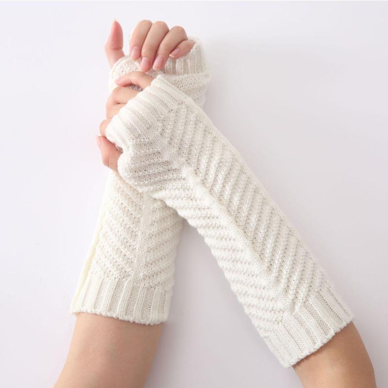 Fiskbensmönstrad Varm Handledsvärmare Ny Höst och Vinter Herr- och Damstickad Yllevante Halvfinger Exponerad Ärmskydd Dui Dui Armskydd