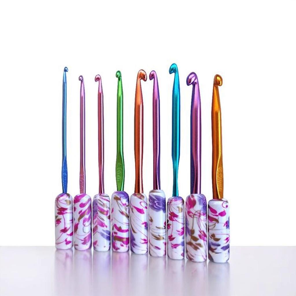 9 ks Sada háčků na háčkování 2,5-6,0 mm Háčkovací jehla Tištěná sada pletacích jehlic Háčkovací příslušenství pro ruční práce