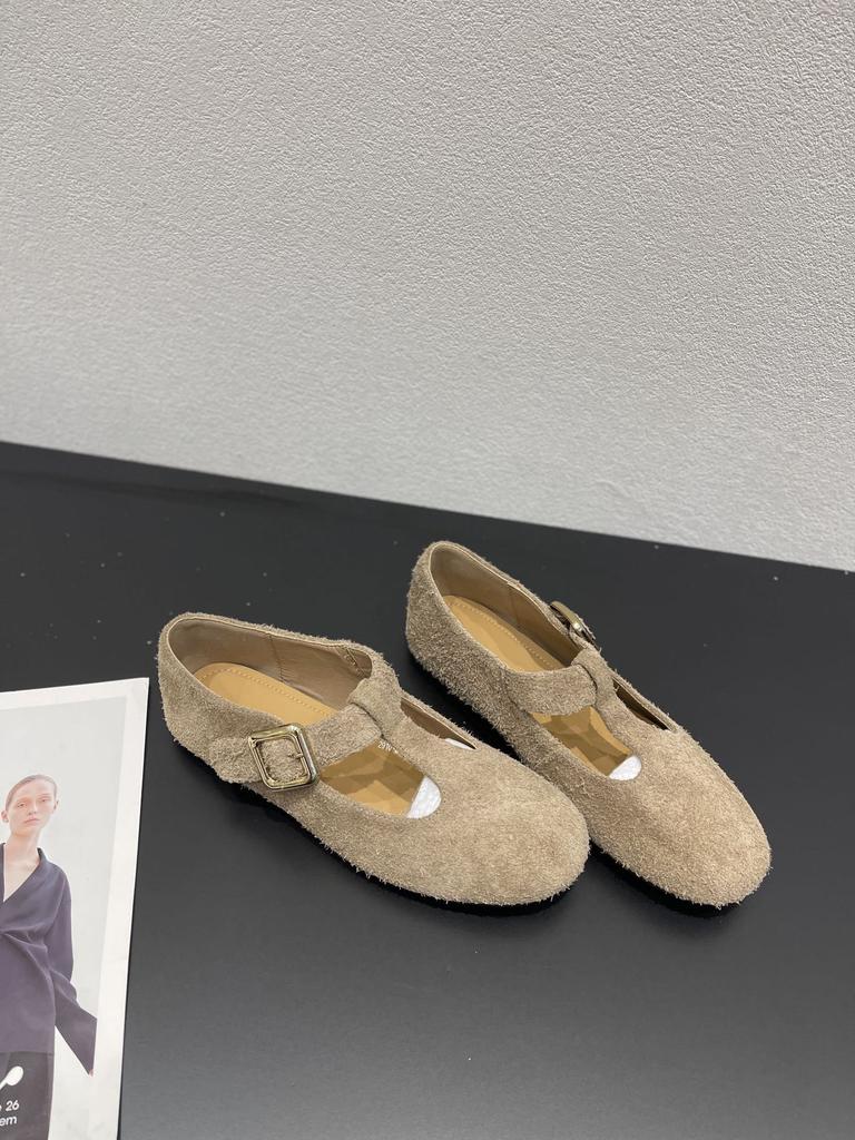 Leather Mary Jane Women's Shoes 2025 Korean Version of the New Flat-bottomed Non-slip Round Head Shallow Mouth Comfortable Belt Buckle Versatile Sing