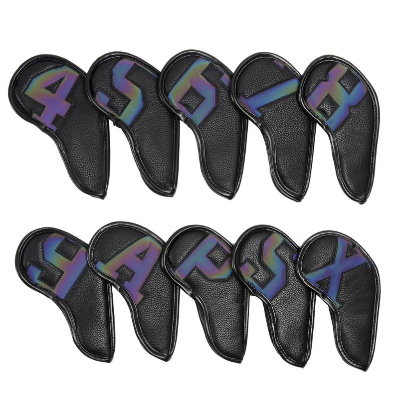 

10Pcs PU Golfs Iron Head Cover Waterproofs Golfs Club Head Cover Putter Protector Golfs Headcover Protective Cover