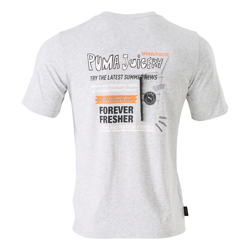 

Puma Letter Print Round Neck Short Sleeve T-Shirt Unisex Tops Gray 624718-04 M
