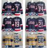Heren IJshockey Jersey Blauw Team USA Blues Geborduurd Lange Mouw Katoen Sportuniform Volwassene