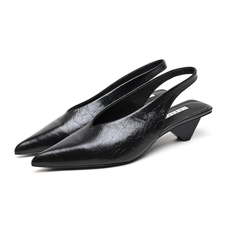 

2025 туфли на высоком толстом каблуке женственность одинарные туфли кожаные женские мягкие красивые одинарные туфли 39 чёрный